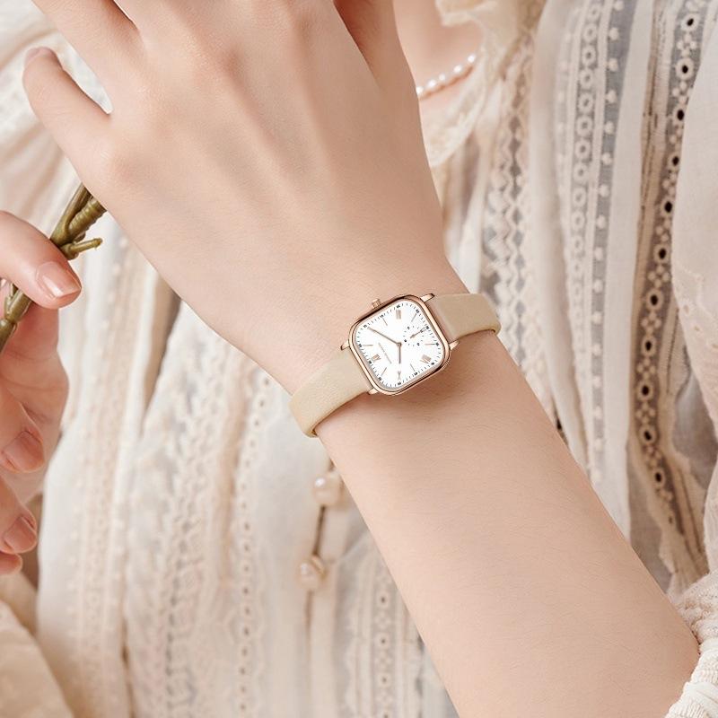 2025 New Numeral Roman Small Square Elegant Women Watch Twohand Semiwaterproof Casual Business Watch