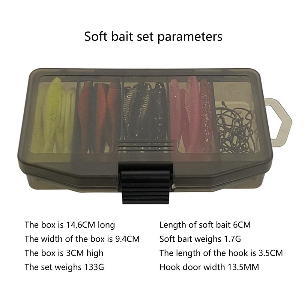 61Pcs Fish Lures Soft Artificial Lures for Fishing Trout Ribbon Lures Soft Colorful Fork Tail Swimbaits with Crank Hook