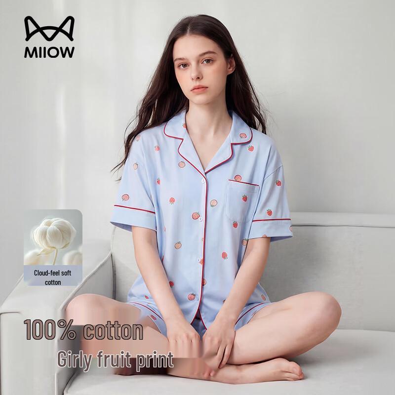 Женский хлопковый комплект пижамы с коротким рукавом Mao Ren