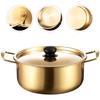 Instant Noodle Pot Ramyun Cooker Braiser Pan with Lid Kitchen Cookware Korean Cooking Gold Stainless Steel Ramen