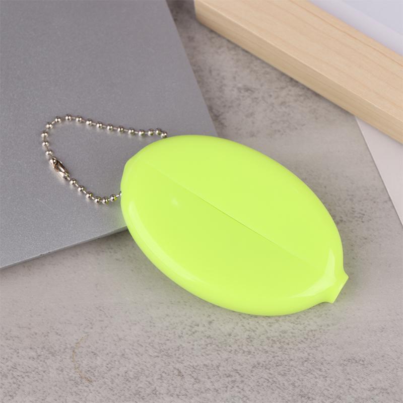 Solid Color PVC Fashion Portable Bag Pendant Small Oval Coin Purse Mini Earrings Rings Storage Box With Chain
