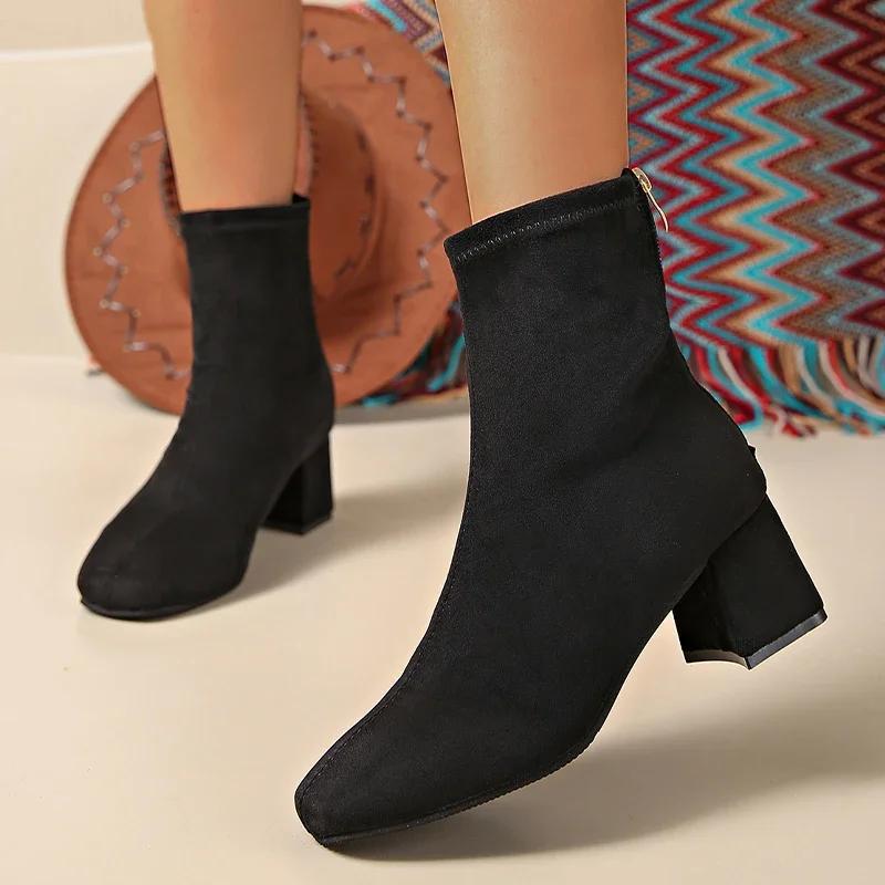 Размер 43 Женские леопардовые массивные ботильоны Сексуальные высокие каблуки Модные туфли Женские трендовые ботинки Челси Зимние туфли-лодочки Новые