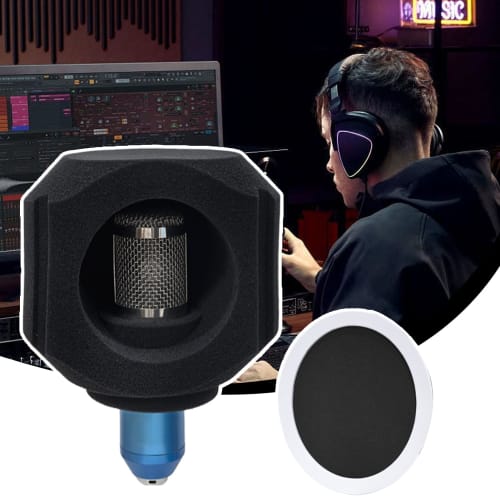 Nankoyal Microphone Sound Shield | Reflective Filter for Recording Studio | Portable Soundproof Cover for Podcasting, Singing, Rapping, Home Studio, a