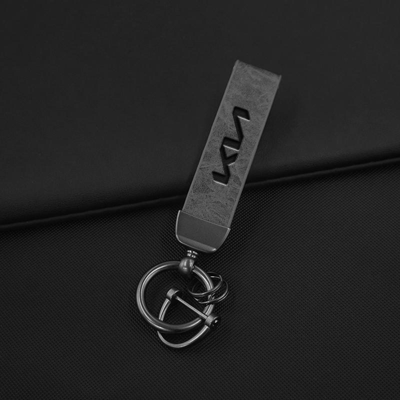 LYSH4 Leather Car Logo Metal Key Ring Anti-lost for Kia Ceed Sportage Picanto Cerato Seltos Soul Rio 3 4 5 2021 2020 Auto Accessories