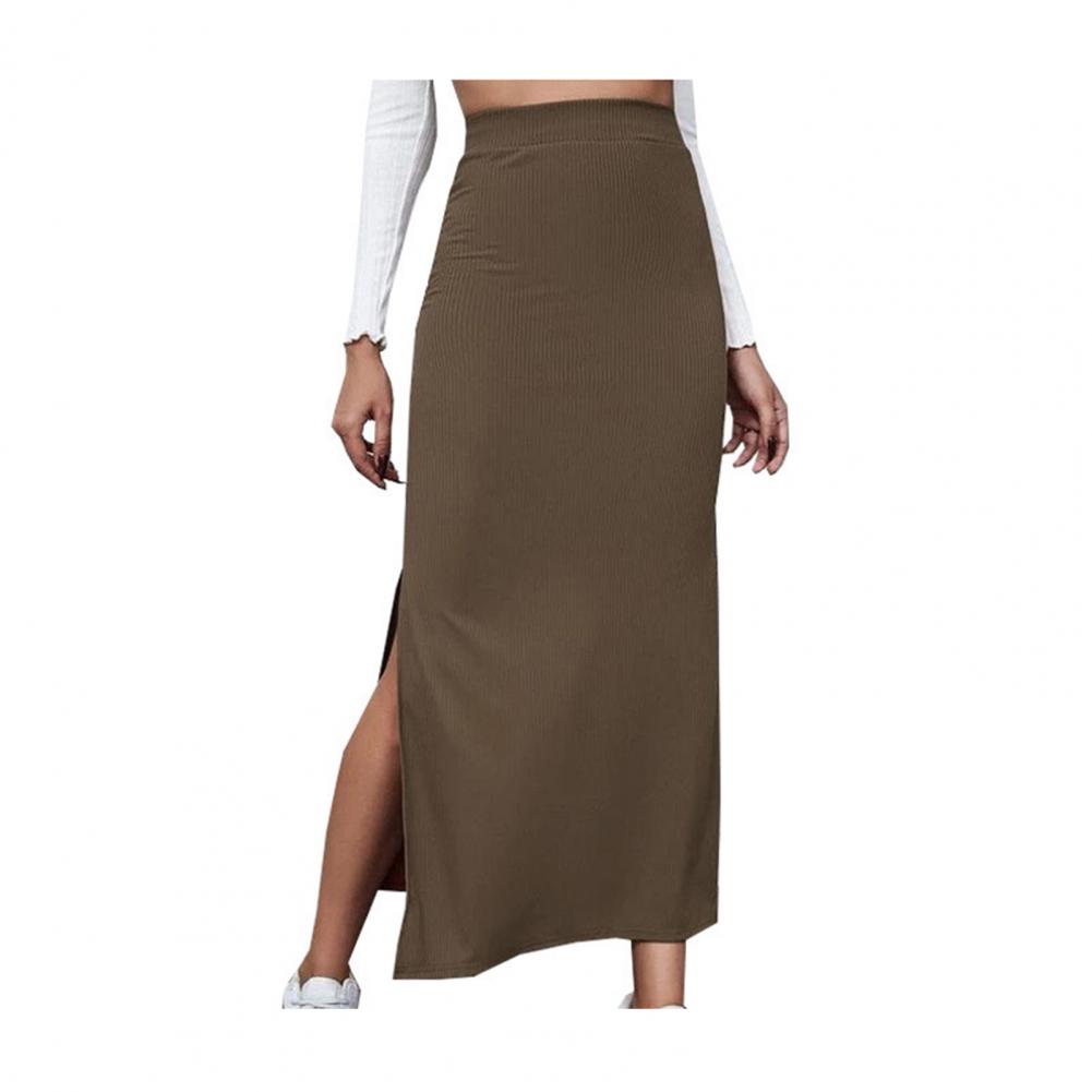 Модная Юбка с Высокой Талией Элегантная Юбка-карандаш с Высокой Талией, Облегающая Бедра, для Женщин Однотонная Юбка-полусолнце с Разрезом по Подолу для Работы W Практичное Использование