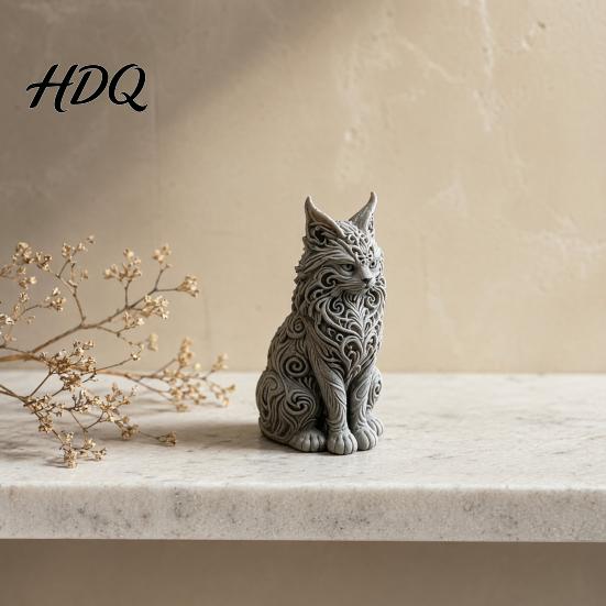 Эстетичная статуэтка кошки, 3D-печать, орнамент Мейн-кун для украшения стола, крутая