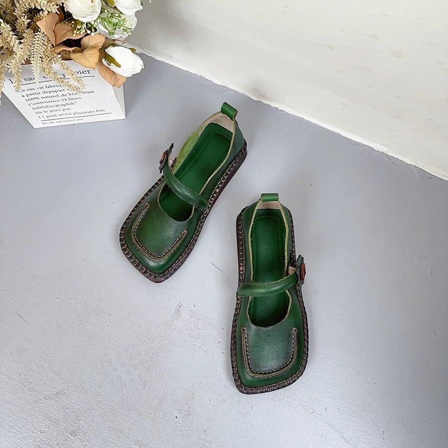 Johnature Однотонные туфли на плоской подошве из натуральной кожи с квадратным носком, универсальные женские туфли без шнуровки из воловьей кожи в стиле ретро