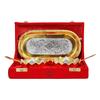 Lotus Design Silver & Gold Plated Set of 2 Bowl with 2 Spoon & 1 Tray, Serveware Tableware Diwali Gift Set 300 Ml