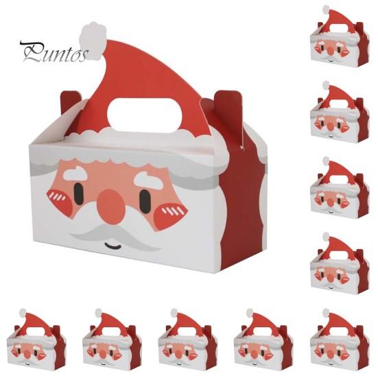 10 шт., Рождественская подарочная коробка, рождественский картонный подарок, коробки для конфет и печенья с ручкой, сумки для вкусностей, товары для праздника и вечеринки