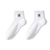 Women's Spring and Summer Thin Short Socks with Perforated Mesh, Breathable and Antibacterial, Ballet-style Embroidered Bow Cotton Socks