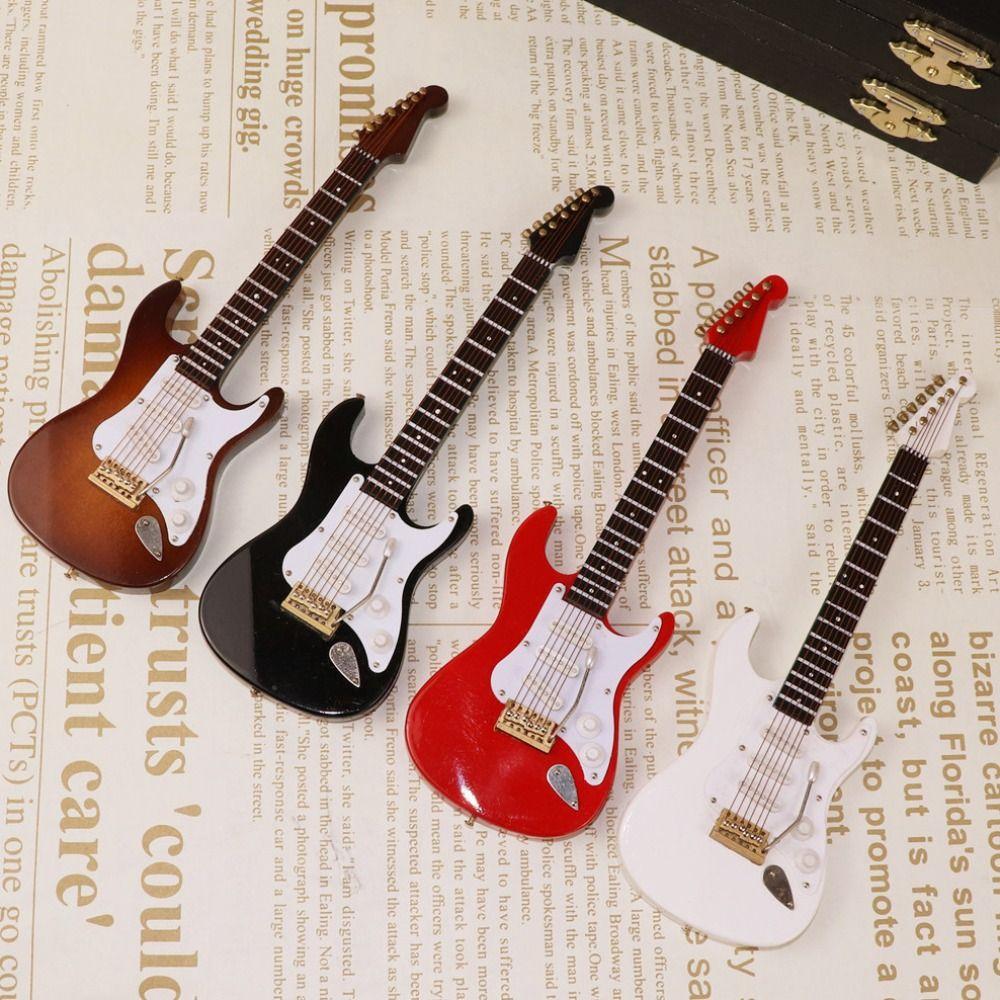 Деревянный кукольный домик Миниатюрная гитара Мини Мини электрическая бас-гитара Модель Украшение комнаты