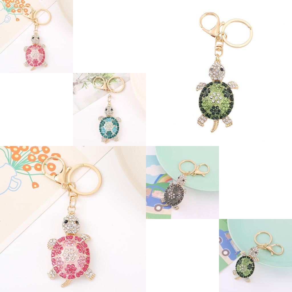 Charming Zinc Alloy Turtle Keyring With Shiny Crystals Great For Friends And Loved Ones