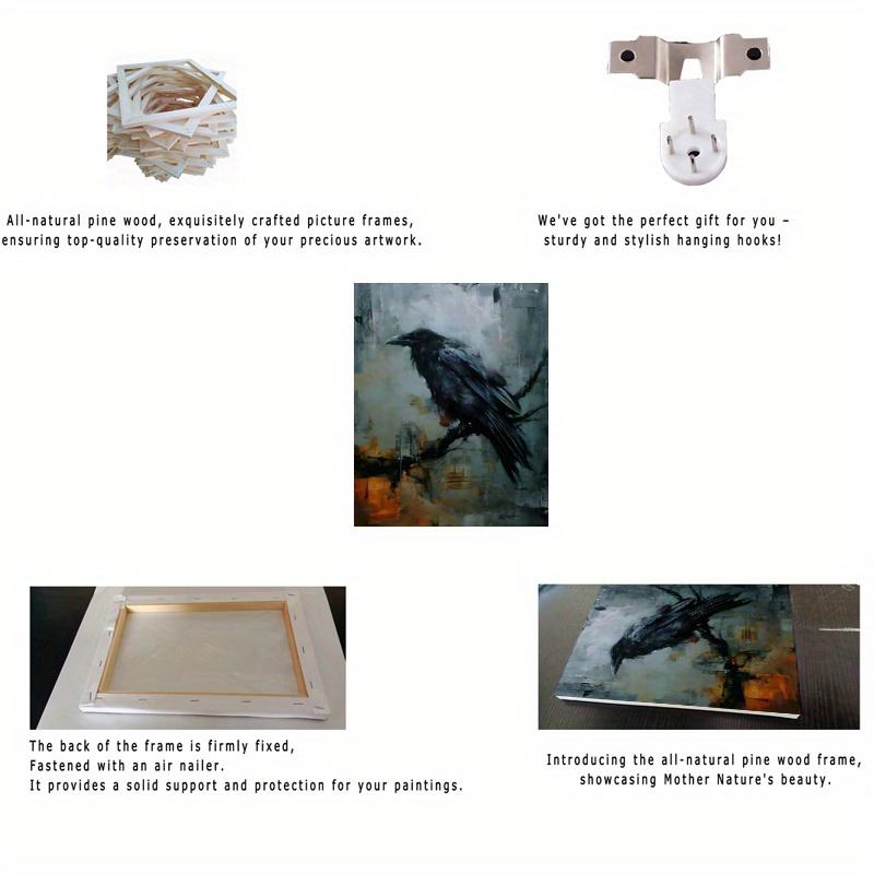 С Рамкой Ворона Акварель Холст Картина Настенное Искусство Украшение Птица Хэллоуин Подарок Темная Ворона Фреска Гостиная Домашнее Украшение
