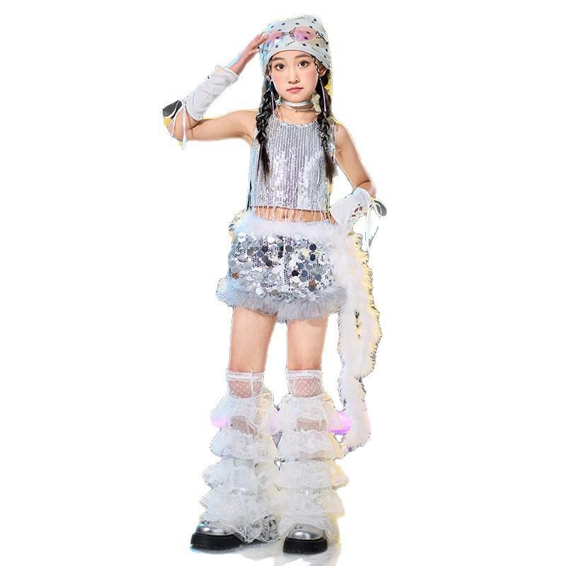 Girls Hip Hop Dance Outfit Jazz Performance Set Kids Cool Streetwear Stage Show