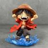 16 см Фигурка Луффи из One Piece в детстве Стиль Shuiyue Смеющееся выражение Синяя вода Эффектная подставка ПВХ Аниме Декор для стола Подарок для фаната