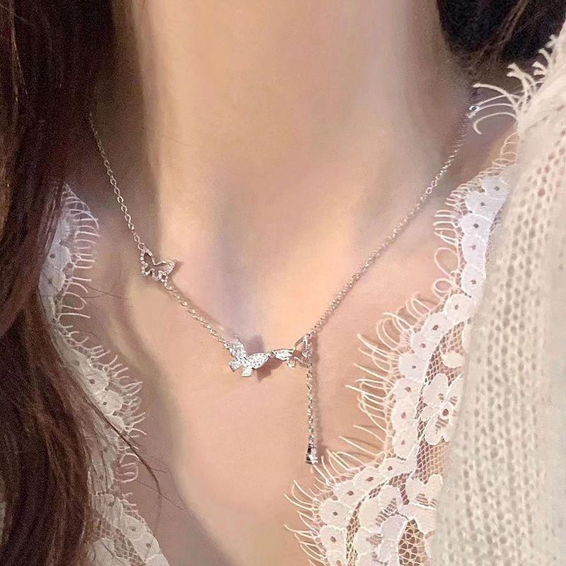 Shiny Butterfly Tassel Necklace Ladies Exquisite Elegant Clavicle Chain Simple Temperament Jewelry Accessories For Ladies Gift
