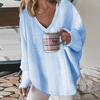 Женский осенне-зимний повседневный свитер с v-образным вырезом и длинным рукавом, сплошной цвет, свободный крой, вязаный пуловер, джемпер