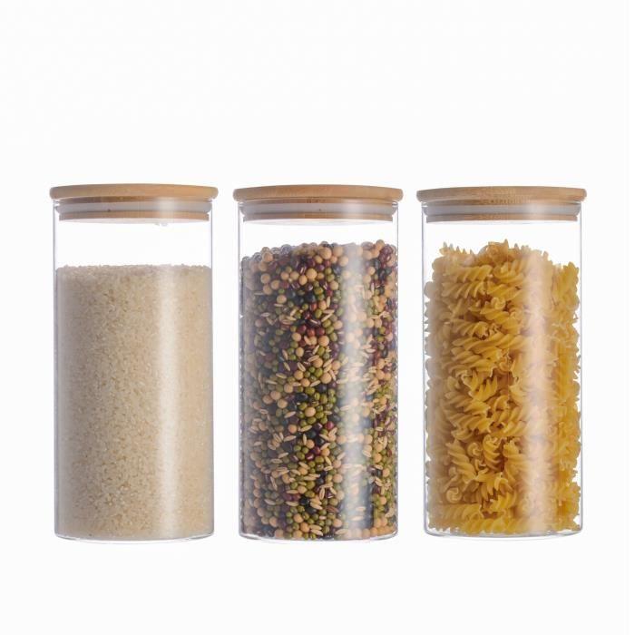 3x1300ml Food Storage Containers Conservation In Borosilicate Glass with Airtight Lid (10x20cm)