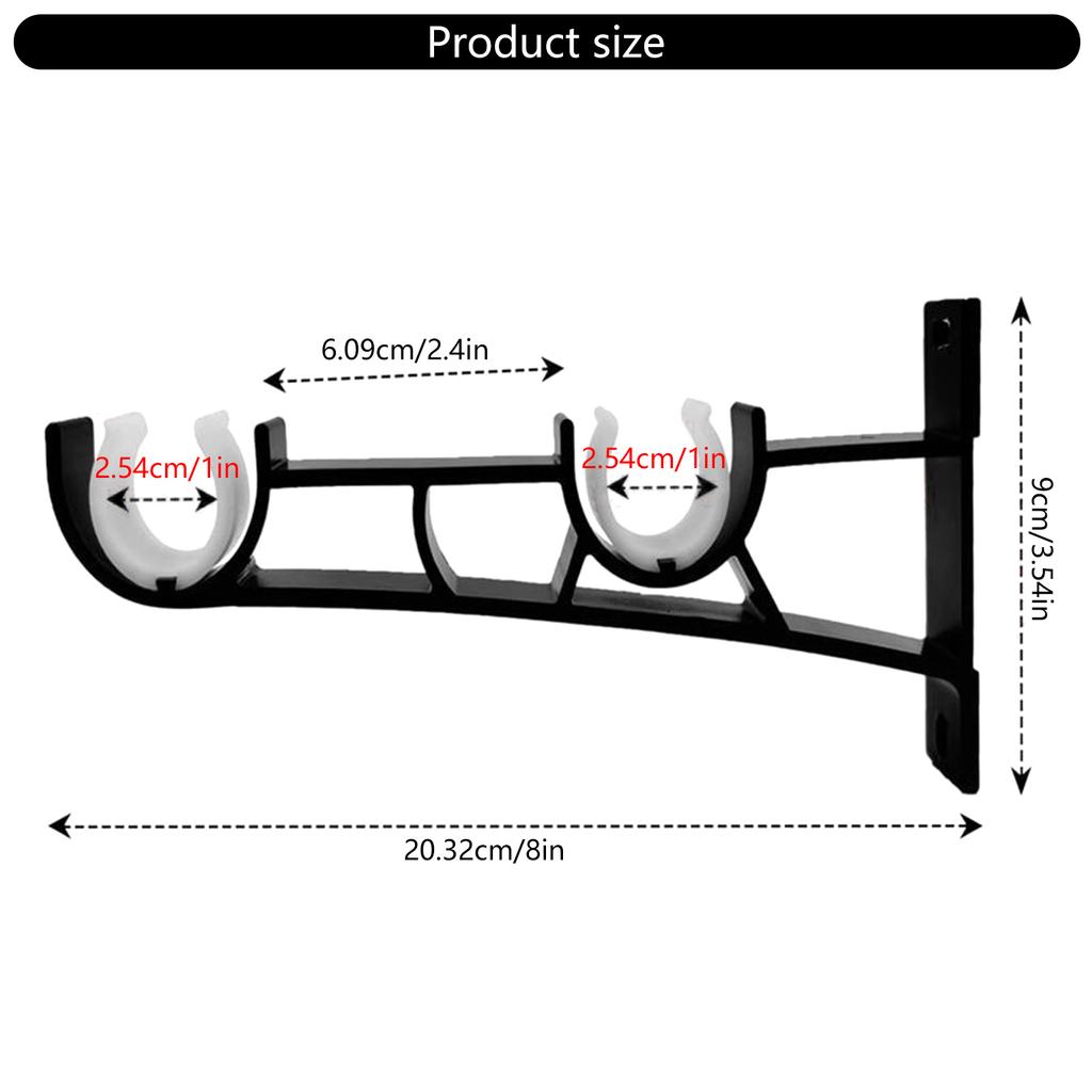 Pack of 6 Metal Double Curtain Rods Holders for 25mm Poles Secure Wall Mount Brackets Drapery Track Rails Brackets Hook