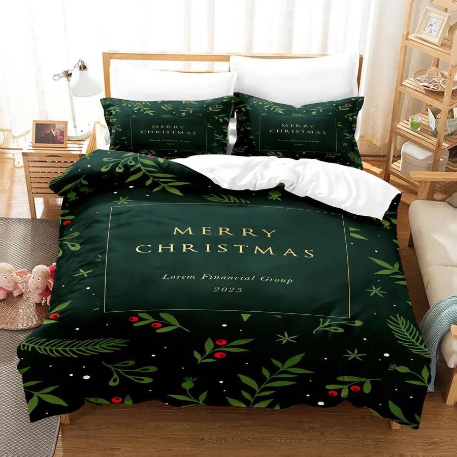 Comforter Christmas 200X200 Green King 3D Bedding Sets 3Pcs 2Pcs Single Double Bed Twin Full Size Thin Fabric