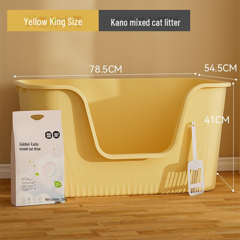 Extra Large Semi-Enclosed Cat Litter Box with Anti-Splash Design