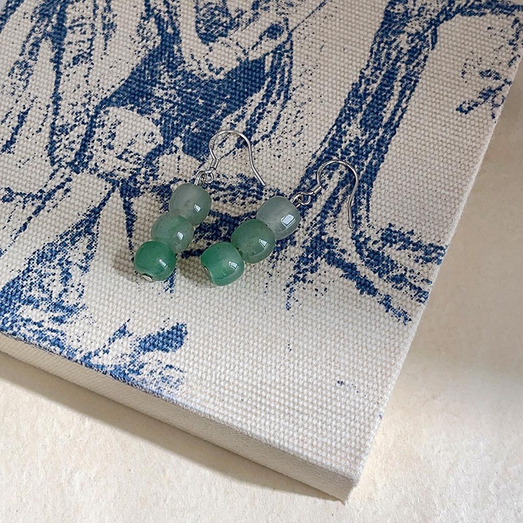 Серьги в винтажном стиле для женщин с серьгами-каплями из имитации натурального нефрита и нежным характером