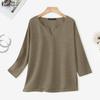 ZANZEA Женская повседневная однотонная блузка с v-образным вырезом и длинным рукавом