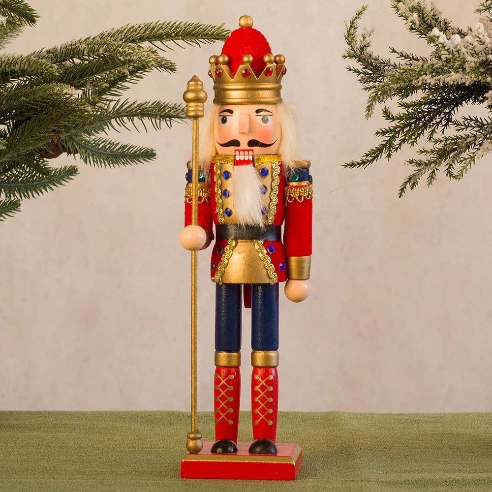 High Quality 30cm Wooden Christmas Nutcracker Soldier Ornament, Durable Holiday Decoration, Christmas Tree Display Supplies