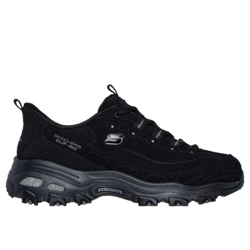 Skechers D'Lites Женские Черные Низкие Повседневные Туфли Кожаные Комфортные Простые Универсальные 150543-BBK