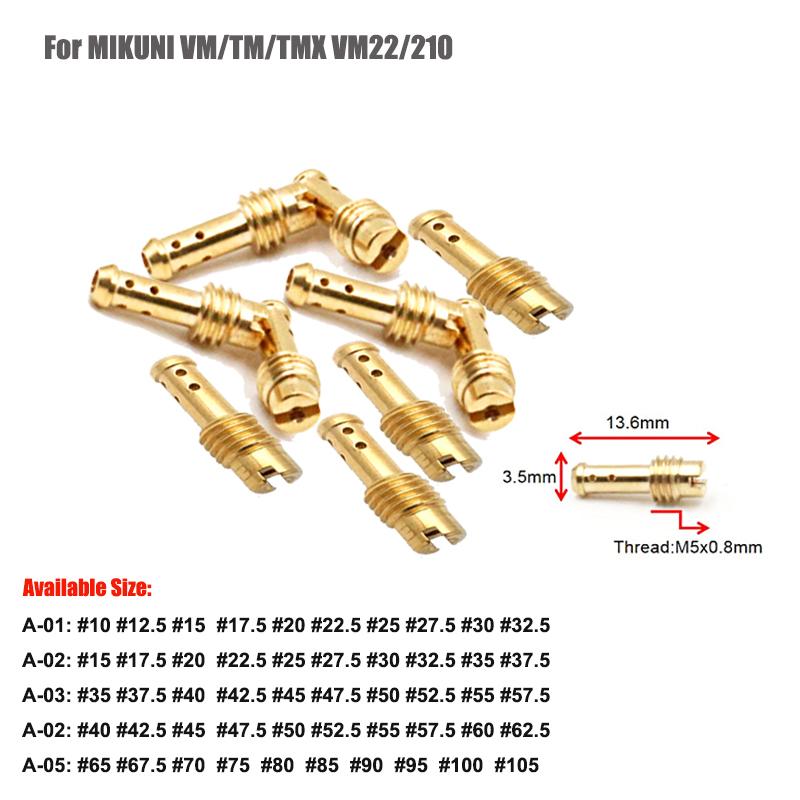 10Pcs Pilot Jets Carburetor For MIKUNI VM TM TMX Carburador VM22/210 TZR250 3XV EN125 AX100 Slow Jet Injectors Nozzle Gicleur