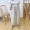Linen Harem Pants Summer Vintage Elastic Waist Loose Elastic Waist Pocket Ankle Length Women Pants