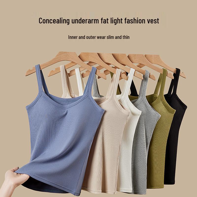 Женский топ-майка без рукавов с защитой от просвечивания - Летняя базовая одежда для улицы и дома, Покрытие боковых жировых складок