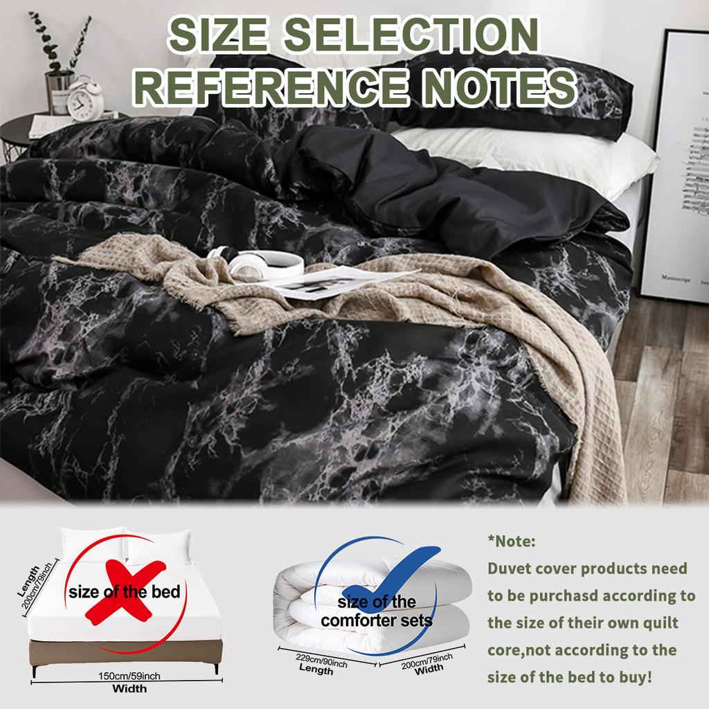 Набор пододеяльников с принтом под мрамор, мягкий и приятный к коже, включает 1 пододеяльник и 2 наволочки