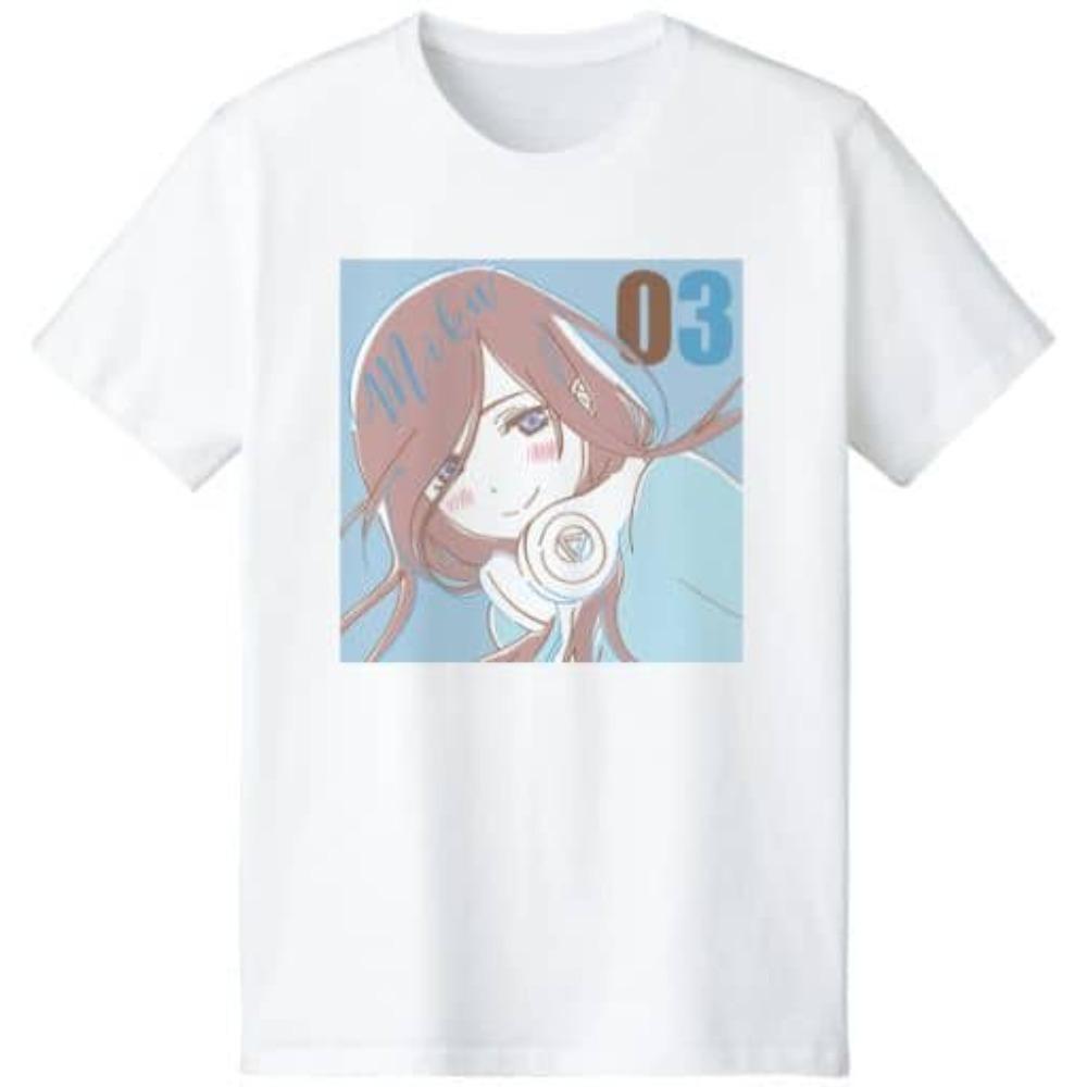 Черная оверсайз футболка с коротким рукавом с изображением Накано Мику из 5-Toubun no Hanayome в наушниках, классическая сцена, черно-белая графика в стиле манги