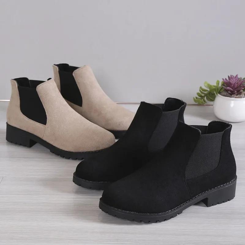 Fashion 2024 Winter New Women's Shoes Fashion Ankle Boots Women's Square Heel Round Toe Short Boots Women's Fashion