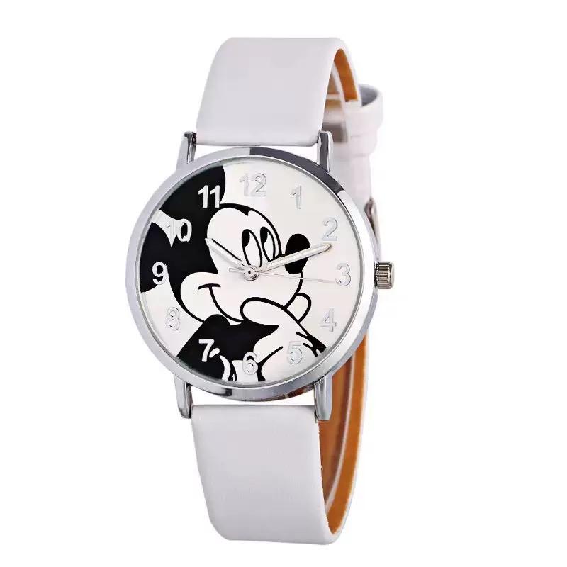 Детские часы Disney Mickey Cartoon Модные часы Ремешок из ПУ кожи Кварцевые часы Подарок на день рождения для студентов мальчиков и девочек