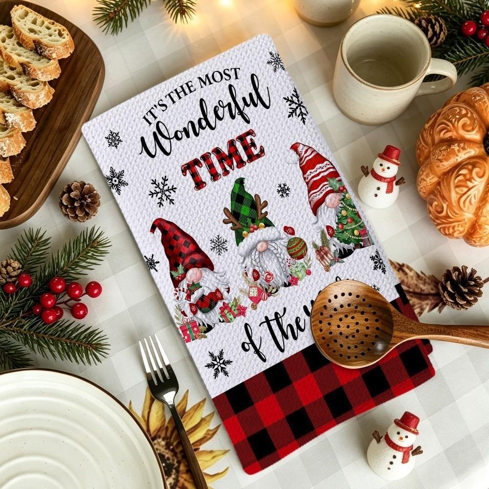 Santa Claus Xmas Hand Towels Reindeer Dish Towels Christmas Decorations Cleaning Cloth  Winter Home