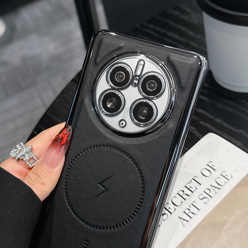 Для Huawei Mate 50 50 Pro 40 40 Pro гальванизированный чехол для телефона с текстурой кожи, магнитный, для беспроводной зарядки, противоударный