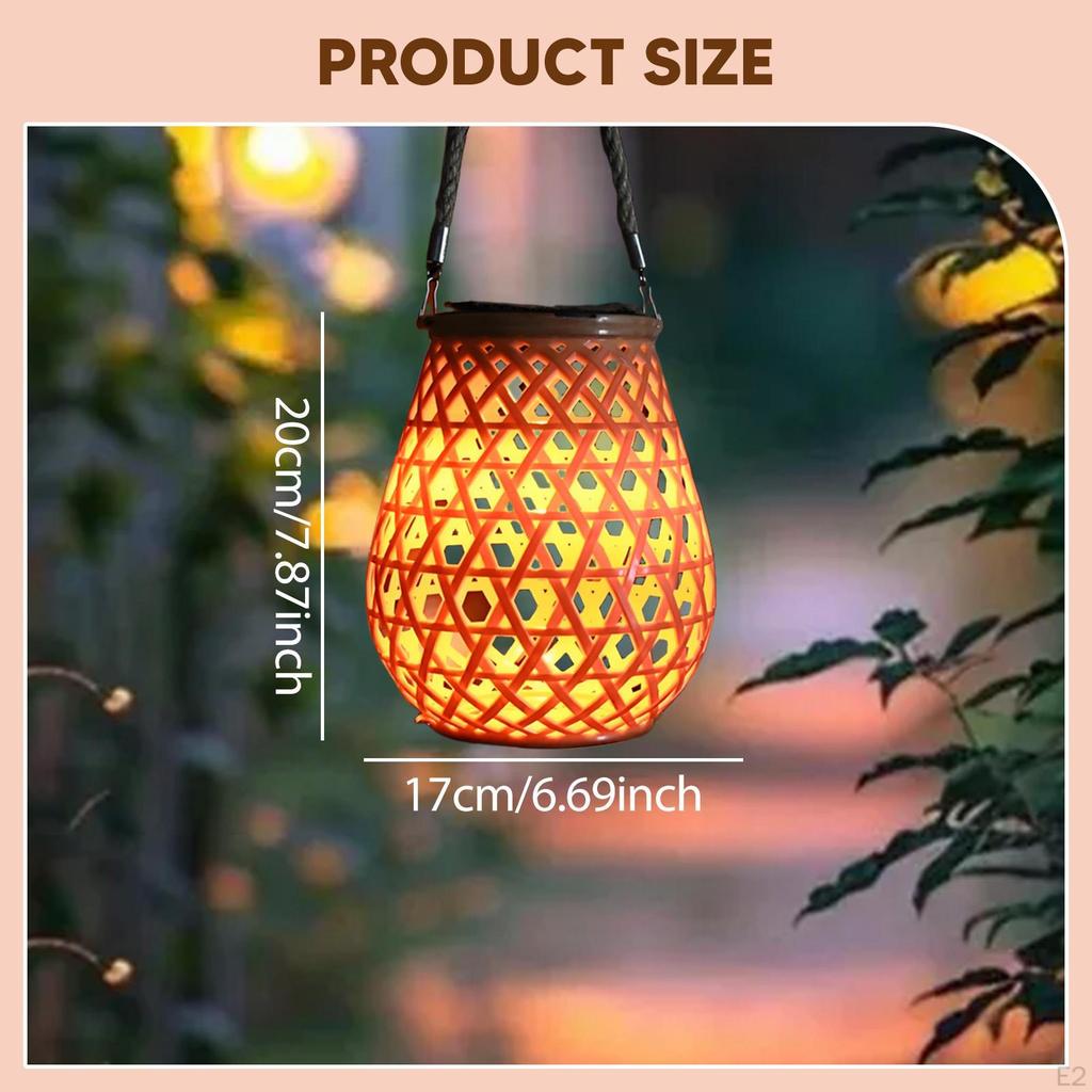 Solar Light Handwoven Hanging Lantern Outdoor for Landscape Fence Lawn