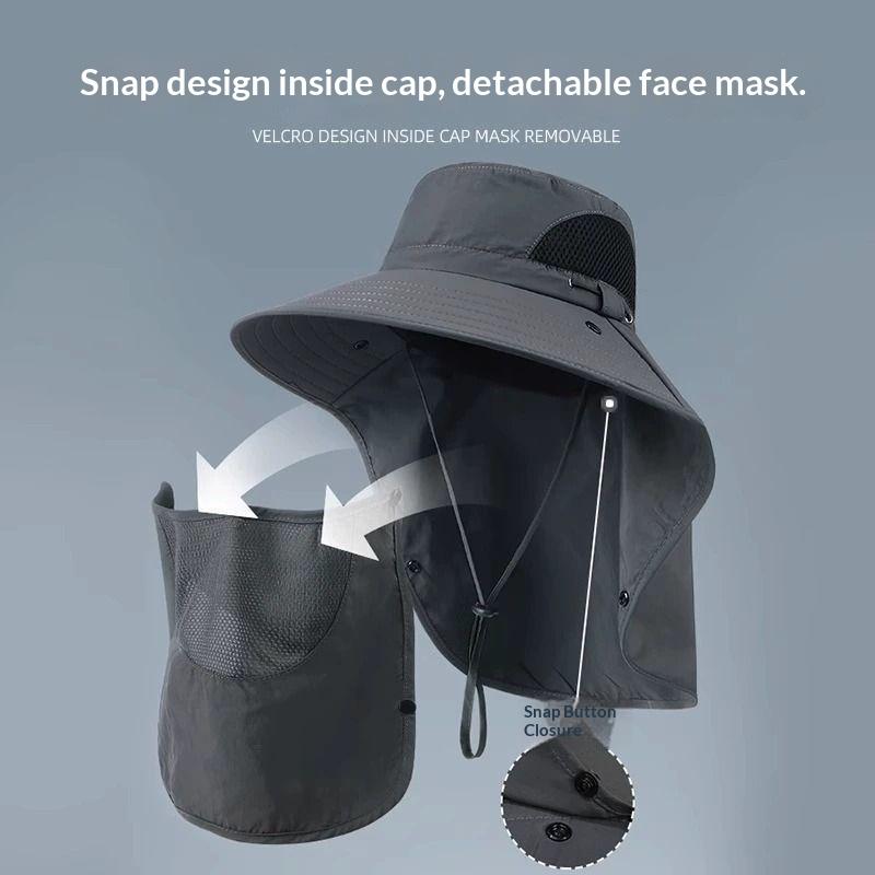 1pc Summer Breathable Detachable Sun Hat for Women Men Outdoor UV Protection Hunting Bucket Cap for Hiking Camping Visor