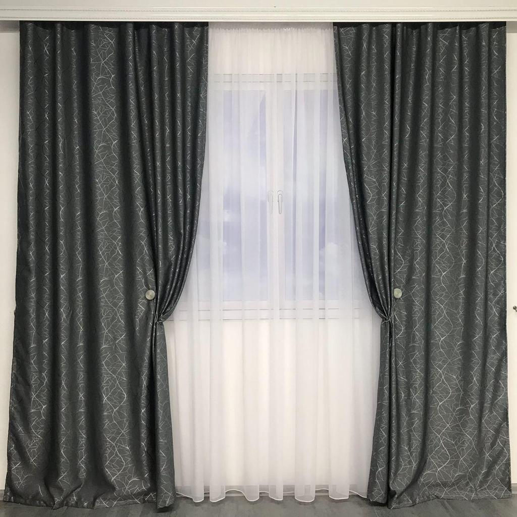 Шторы премиальные плотные Blackout на тесьме "ALBO" (150x270 см), для спальни и гостиной