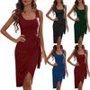 Women's Fashion Summer Solid Color Dress Casual Beach Dress Slim Holiday Dress