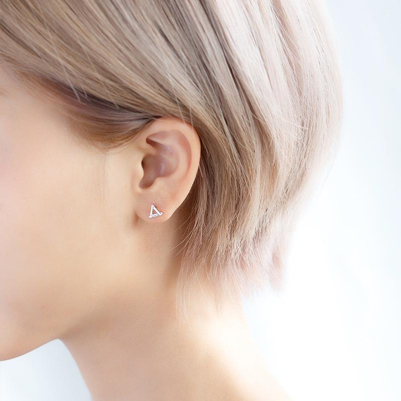 Треугольные серьги-гвоздики, женские маленькие и простые серьги с микро-инкрустацией цирконием, геометрические украшения для ушей в стиле ниши
