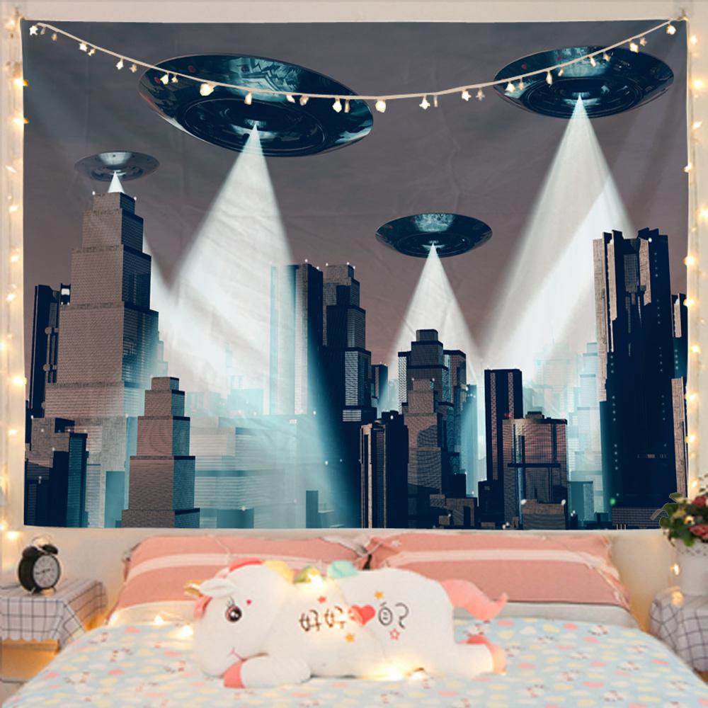 Таинственный гобелен с космическим кораблем, подвесной экзопланет, общежитие, Звезда Вселенной, спальня, гостиная, домашний декор