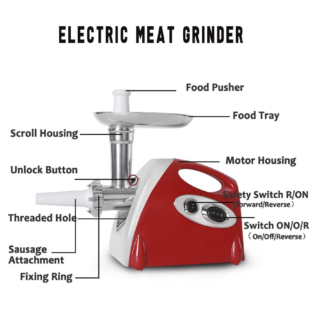 Electric Meat Grinder Mincer Sausage Stuffer Maker Filler Machine Food Processor Meat Slicer for Pie Patty 2800W 220V