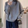 Top for Women Autumn Winter Large Size Loose Long Sleeve Knit Round-neck Pullover Sweaters Top