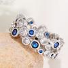 Huitan Fashion White/Blue Circonie Women Rings Color Band Special-interested Wedding Accessories New Trend Jewelry