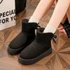 Модные женские зимние ботинки на платформе из искусственной замши, теплые зимние ботинки с толстой плюшевой подкладкой, женские милые ботинки с бантом, нескользящие хлопковые ботинки