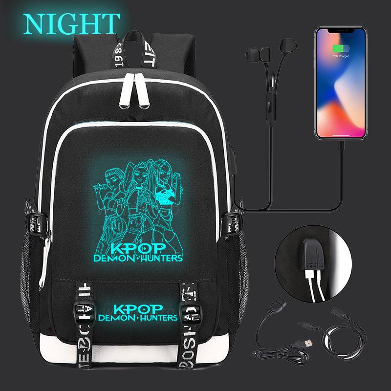 Animation Cartoon Peripheral Casual Luminous Backpack Multi-Function With Usb Schoolbag Large Capacity