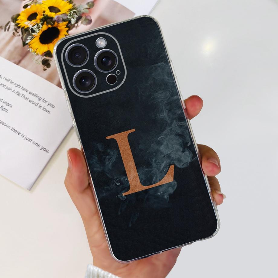 Чехол для iPhone 15 Pro Max Чехол для iPhone 15 Plus 15 Pro Задняя крышка Прозрачный Мягкий ТПУ Буква A ДО Z Чехол Для Apple iPhone15 15Pro Сумка